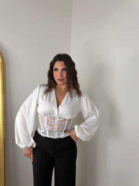 BLUSA CON PIZZO BIANCA