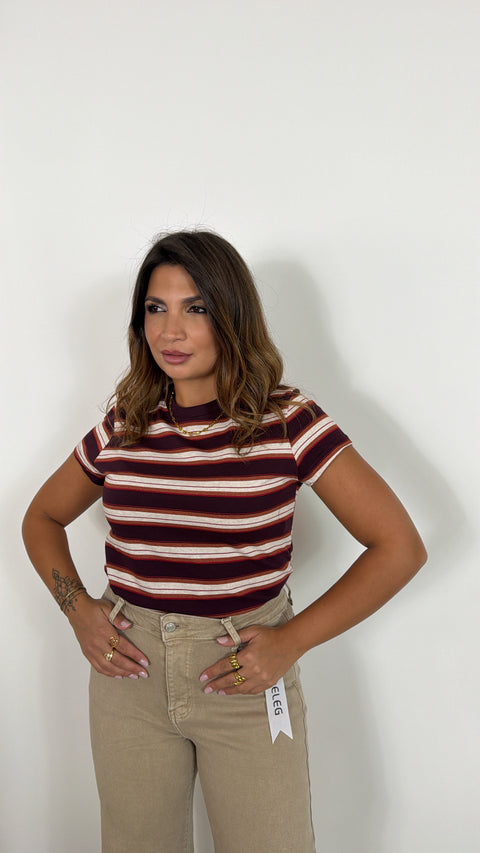 SHIRT MY STAR CON RIGHE BORDEAUX