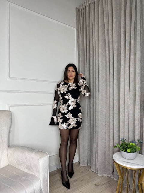 MINI DRESS CON FIORI RICAMATI