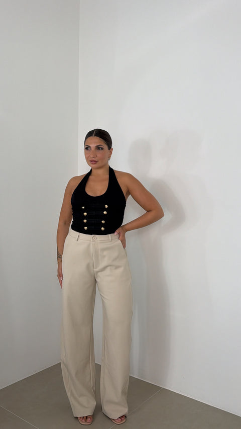 TOP HALTER CON MACRAME NERO