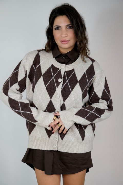 CARDIGAN ROMBI BEIGE