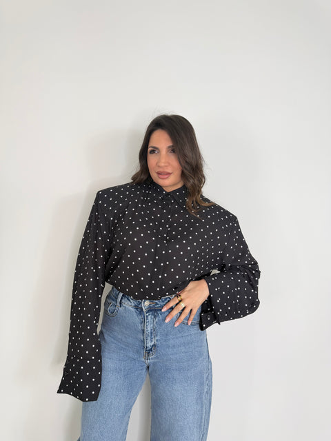 CAMICIA LUXURY POIS NERA