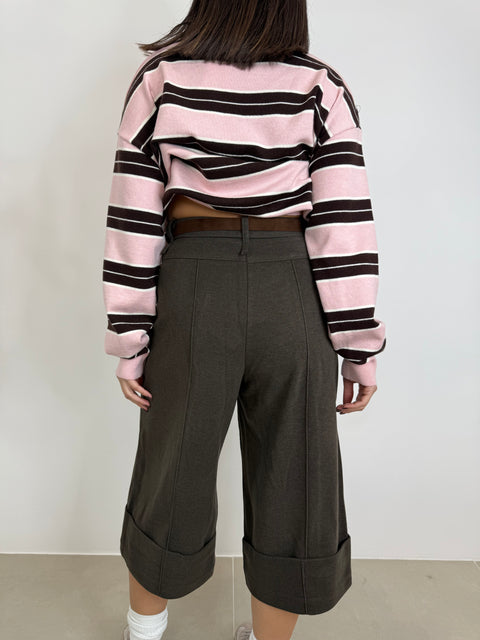 BERMUDA LUNGO CON PIEGA MARRONE