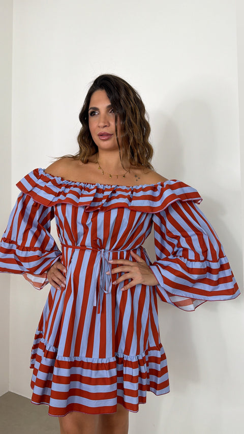 DRESS ANDROMEDA CELESTE/CORALLO