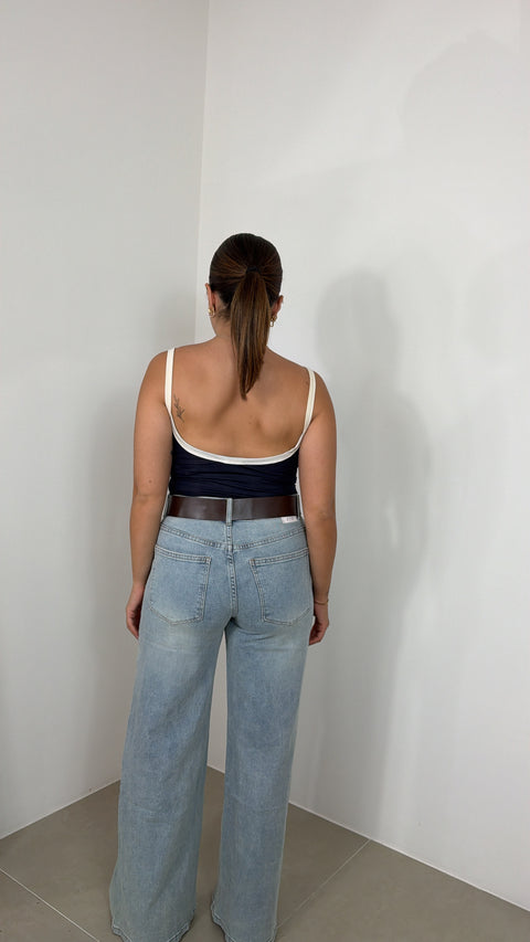 JEANS WIDE LEG CON CINTURA 9556
