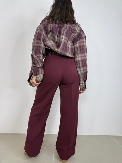 PANTALONE EFFETTO PIEGONE BORDEAUX