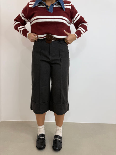 BERMUDA LUNGO CON PIEGA GRIGIO