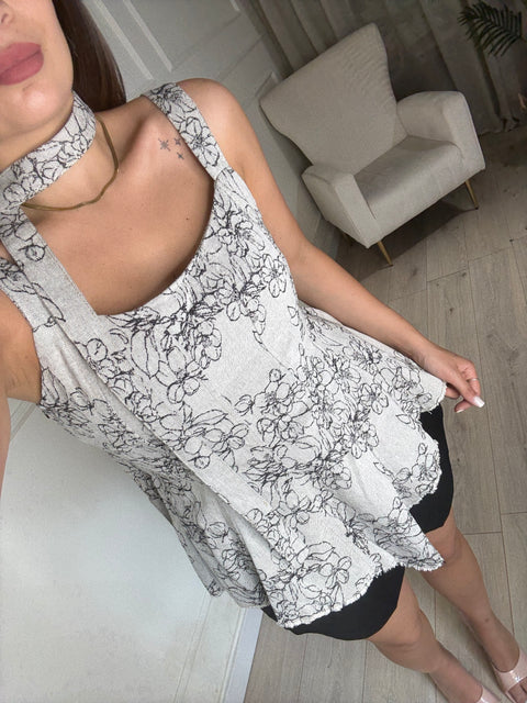 BLUSA IN DENIM STAMPATA