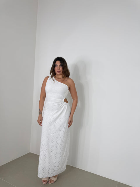 DRESS IN PIZZO SAN GALLO CUT OUT BIANCO
