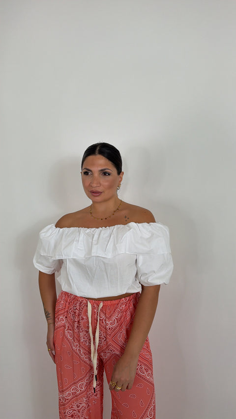 TOP SCOLLO A BARCA BIANCO