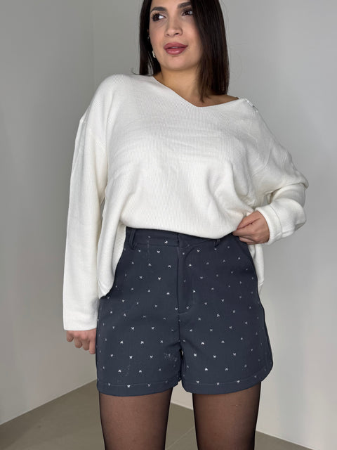 SHORT CON FIOCCHETTI GRIGIO