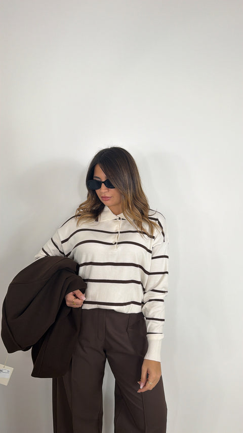 PULLOVER NOEMI RIGHE PANNA