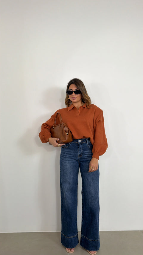 JEANS WIDE LEG EFFETTO PIEGA 16051