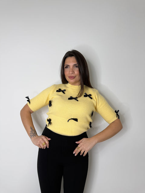 PULLOVER MEZZA MANICA FIOCCHI GIALLO