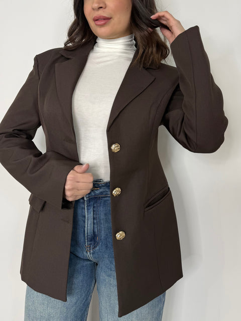 BLAZER AVVITATO CON BOTTONI ORO