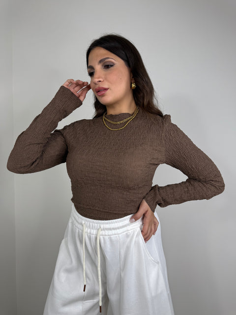 MAGLIA CREPE MARRONE