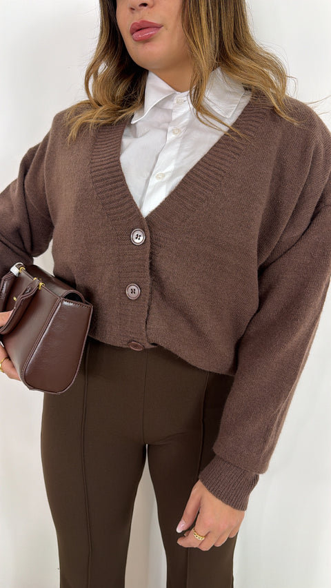 CARDIGAN AMELIA MARRONE