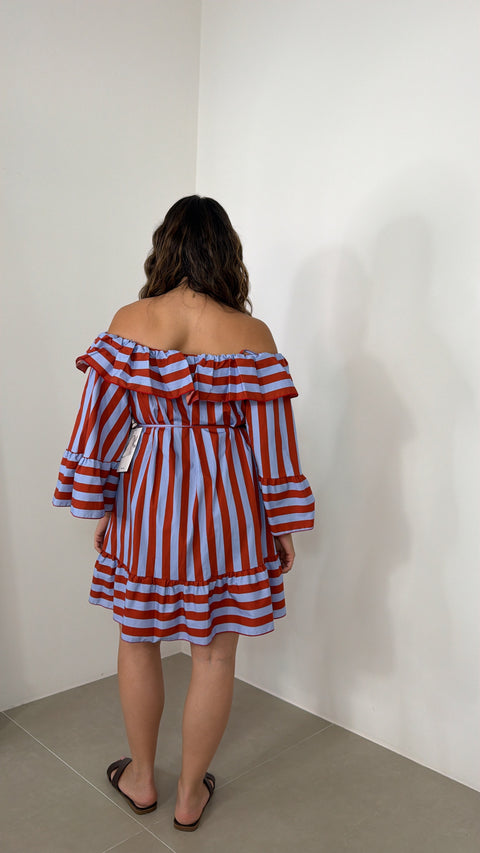 DRESS ANDROMEDA CELESTE/CORALLO
