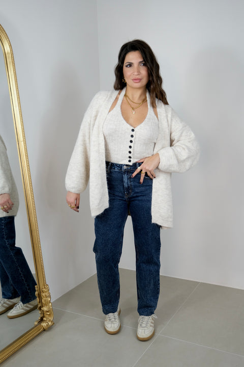 JEANS MOM SFRANGIATO SUL FONDO