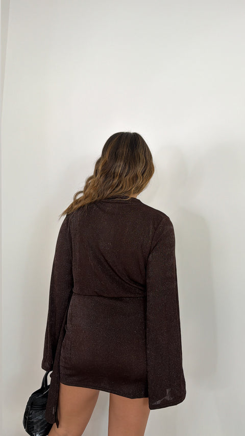 MINI DRESS LUREX MARRONE