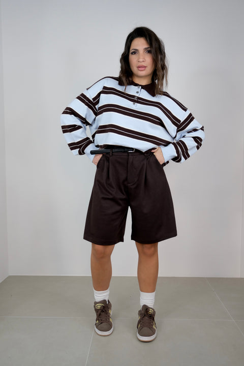 BERMUDA MARRONE CON CINTURA