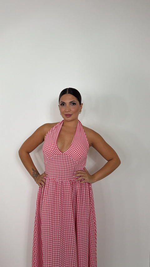 DRESS QUADRETTI ROSSO