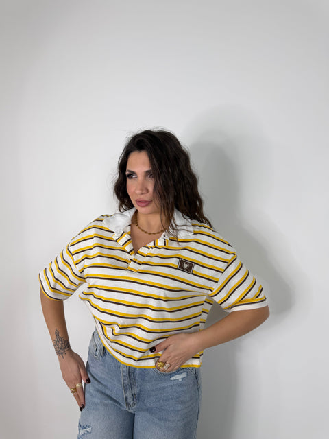 MAGLIA POLO CON RIGHE GIALLA