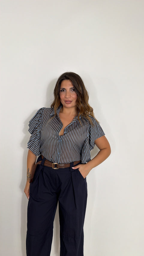 CAMICIA CON VOILÀ CELESTE