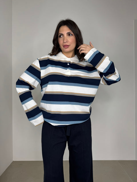 MAGLIA CALLIOPE RIGHE BLU