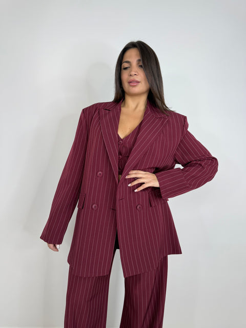 TAILLEUR TRE PEZZI GESSATO BORDEAUX