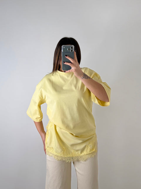 MAGLIA CON PIZZO GIALLA