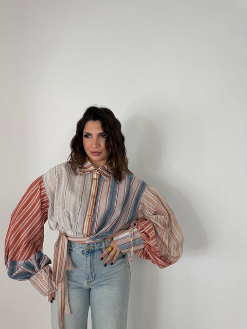 CAMICIA CROP COLORATA