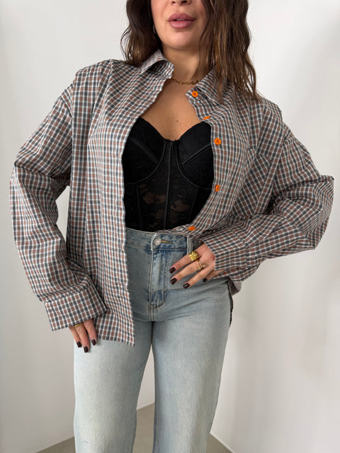 CAMICIA CAMILLA CON SPALLINE ARANCIO/NERA