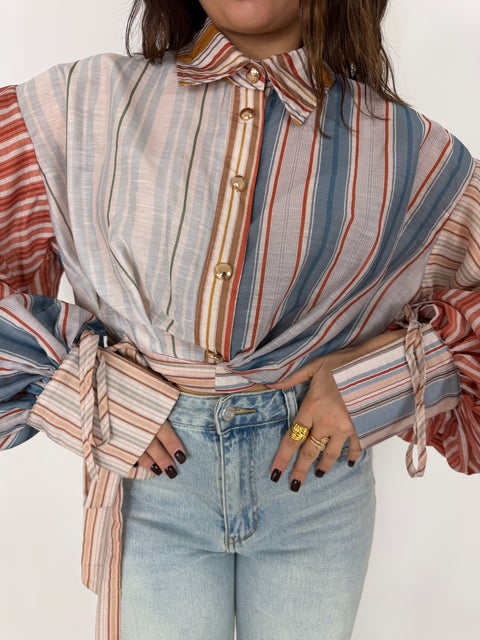 CAMICIA CROP COLORATA