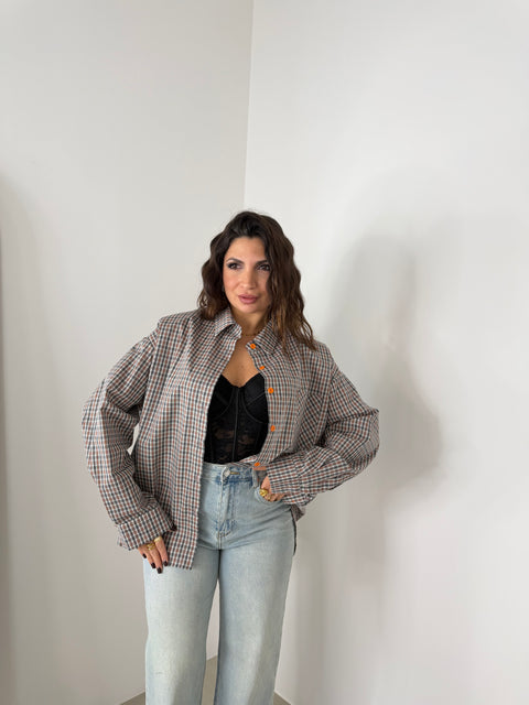 CAMICIA CAMILLA CON SPALLINE ARANCIO/NERA