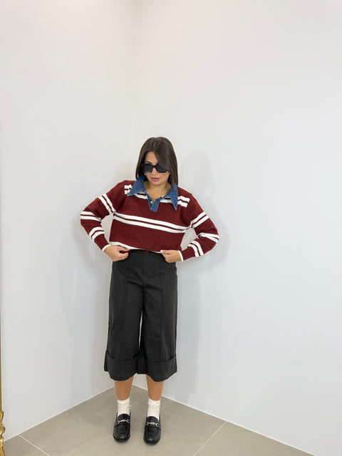 BERMUDA LUNGO CON PIEGA GRIGIO