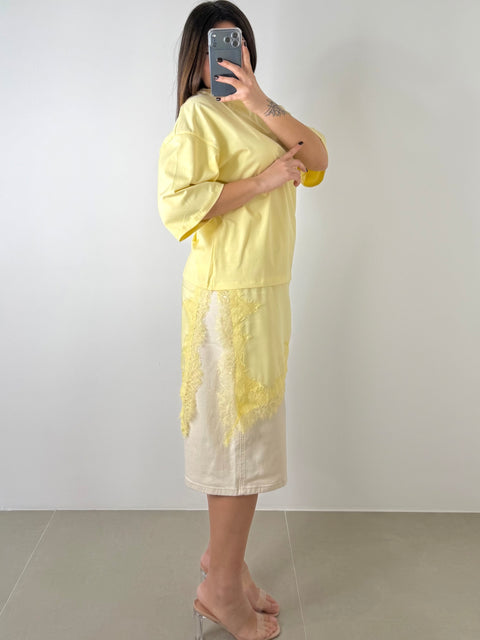 MAGLIA CON PIZZO GIALLA