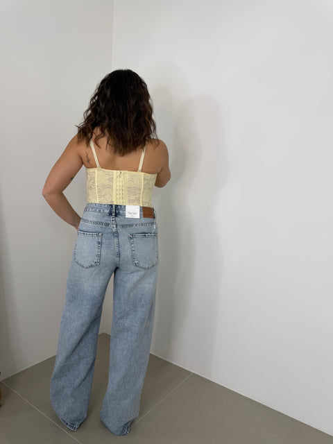 JEANS WIDE LEG CON CUCITURE