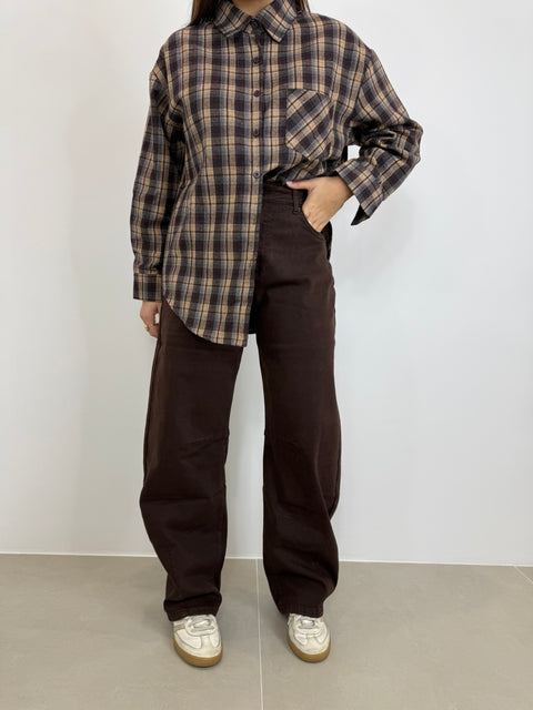 JEANS BALLOON FIT MARRONE