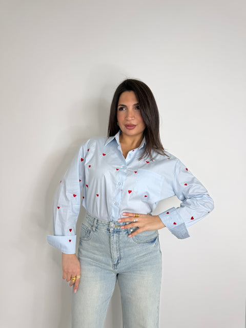 CAMICIA CON CUORI RICAMATI