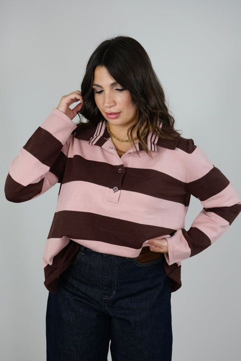 MAGLIA SIRIA MARRONE/ROSA