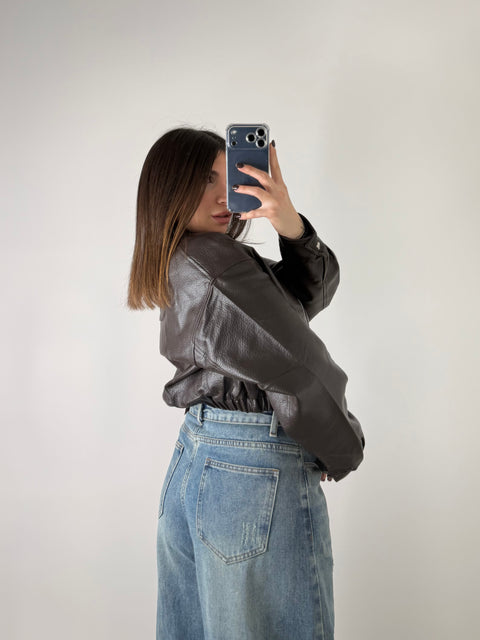 GIUBBOTTO CON ZIP MARRONE