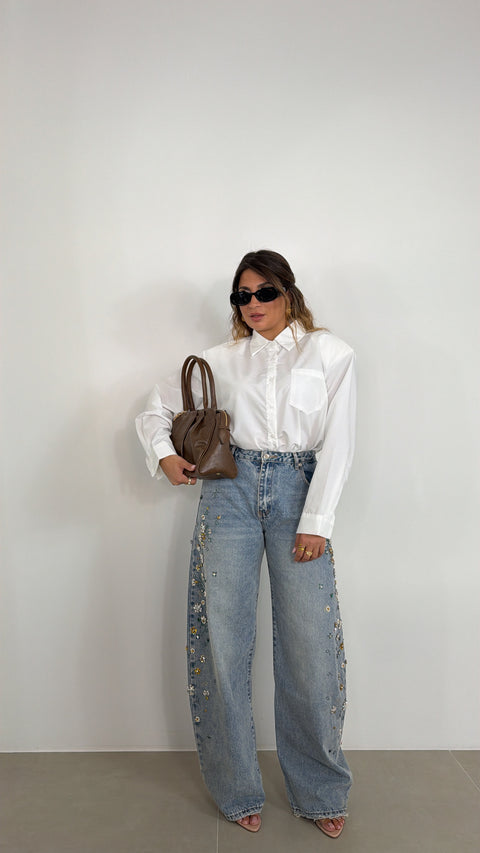 CAMICIA CON SPALLINE BIANCA