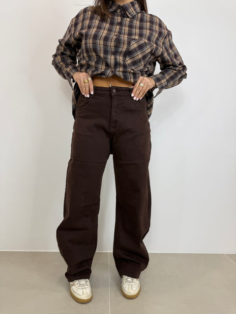 JEANS BALLOON FIT MARRONE