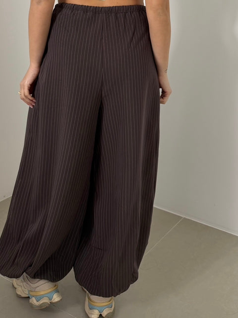 PANTATUTA BALLOON GESSATO MARRONE