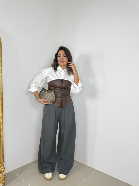 PANTALONE CON PINCES GRIGIO