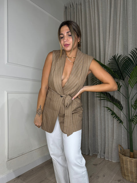 GILET EVA GESSATO CAMEL