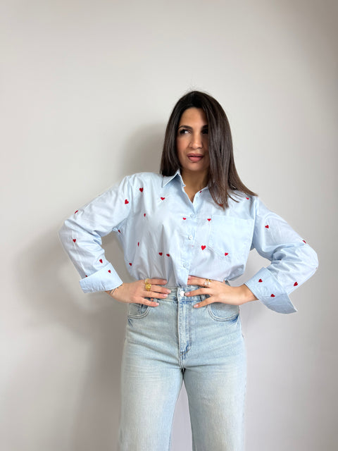 CAMICIA CON CUORI RICAMATI