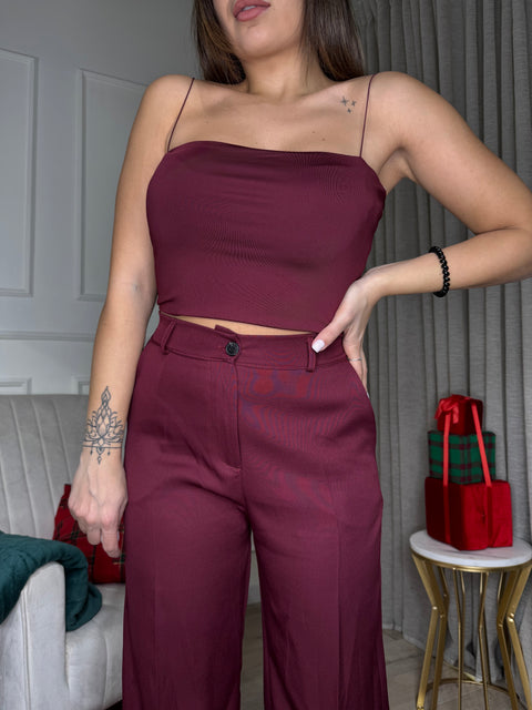 TOP IN LYCRA BORDEAUX