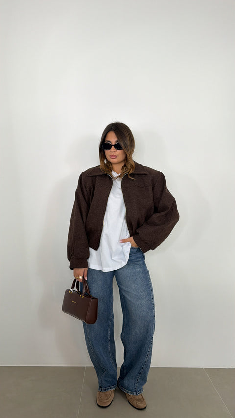 GIUBBOTTO IN LANA COTTA MARRONE
